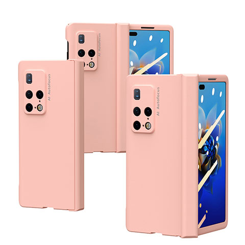 Handyhülle Hülle Hartschalen Kunststoff Schutzhülle Tasche Matt Vorder und Rückseite 360 Grad Ganzkörper ZL6 für Huawei Mate X2 Rosa