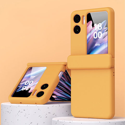 Handyhülle Hülle Hartschalen Kunststoff Schutzhülle Tasche Matt Vorder und Rückseite 360 Grad Ganzkörper ZL6 für Oppo Find N2 Flip 5G Orange