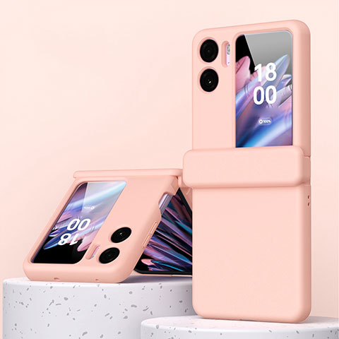 Handyhülle Hülle Hartschalen Kunststoff Schutzhülle Tasche Matt Vorder und Rückseite 360 Grad Ganzkörper ZL6 für Oppo Find N2 Flip 5G Rosegold