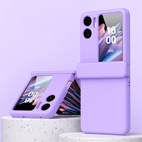 Handyhülle Hülle Hartschalen Kunststoff Schutzhülle Tasche Matt Vorder und Rückseite 360 Grad Ganzkörper ZL6 für Oppo Find N2 Flip 5G Violett