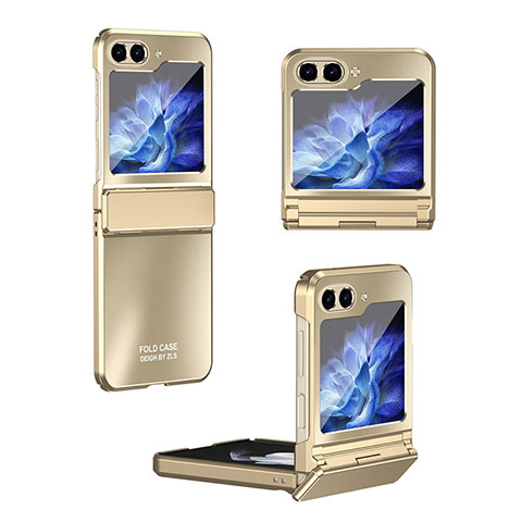 Handyhülle Hülle Hartschalen Kunststoff Schutzhülle Tasche Matt Vorder und Rückseite 360 Grad Ganzkörper ZL7 für Samsung Galaxy Z Flip5 5G Gold