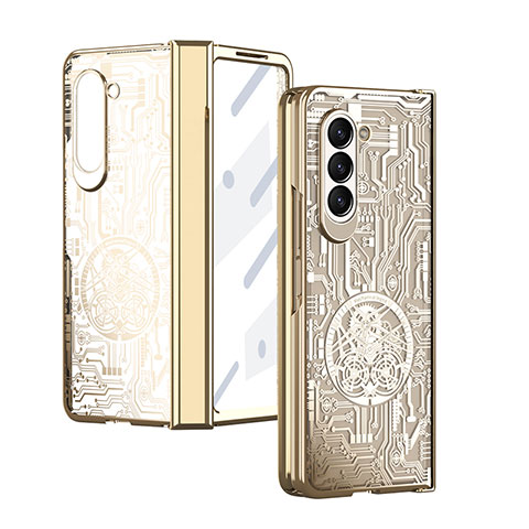 Handyhülle Hülle Hartschalen Kunststoff Schutzhülle Tasche Matt Vorder und Rückseite 360 Grad Ganzkörper ZL9 für Samsung Galaxy Z Fold5 5G Gold