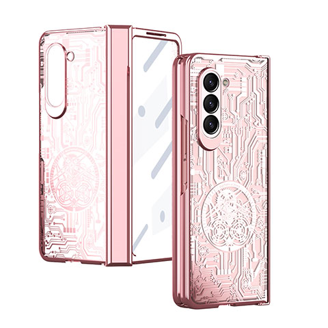 Handyhülle Hülle Hartschalen Kunststoff Schutzhülle Tasche Matt Vorder und Rückseite 360 Grad Ganzkörper ZL9 für Samsung Galaxy Z Fold5 5G Rosegold