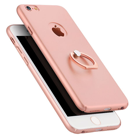 Handyhülle Hülle Kunststoff Schutzhülle Matt mit Fingerring Ständer A02 für Apple iPhone 6S Rosa