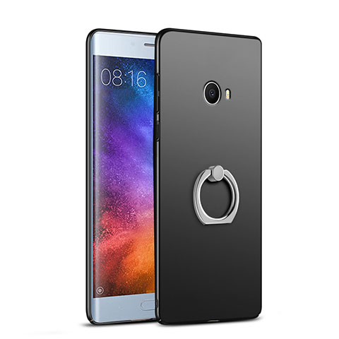 Handyhülle Hülle Kunststoff Schutzhülle Matt mit Fingerring Ständer A02 für Xiaomi Mi Note 2 Schwarz