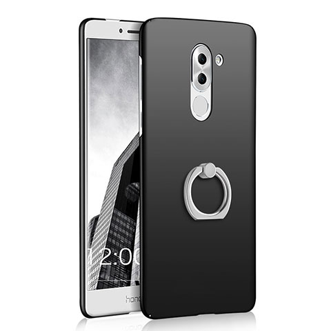 Handyhülle Hülle Kunststoff Schutzhülle Matt mit Fingerring Ständer A03 für Huawei Honor 6X Pro Schwarz