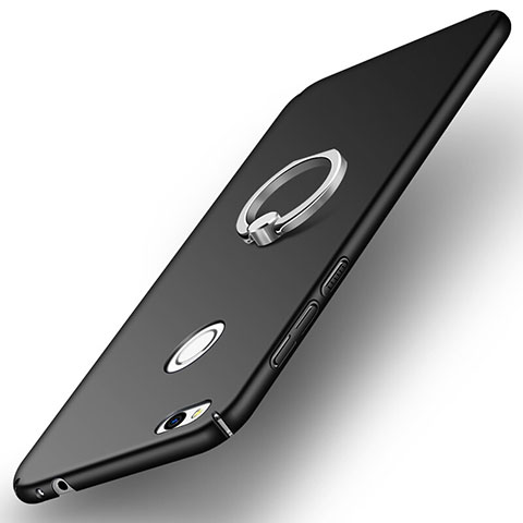 Handyhülle Hülle Kunststoff Schutzhülle Matt mit Fingerring Ständer A03 für Huawei Nova Lite Schwarz