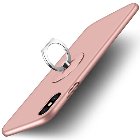 Handyhülle Hülle Kunststoff Schutzhülle Matt mit Fingerring Ständer für Apple iPhone X Rosa