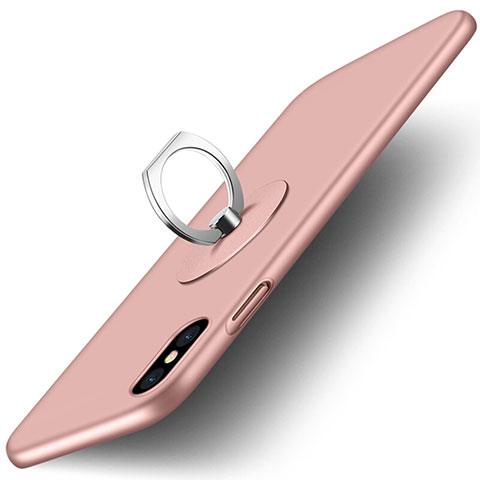 Handyhülle Hülle Kunststoff Schutzhülle Matt mit Fingerring Ständer für Apple iPhone Xs Max Rosa