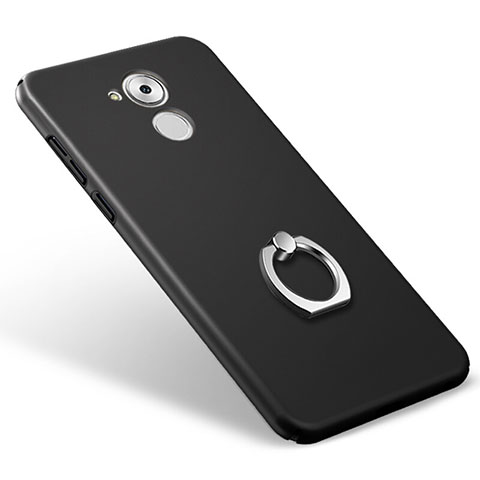 Handyhülle Hülle Kunststoff Schutzhülle Matt mit Fingerring Ständer für Huawei Enjoy 6S Schwarz