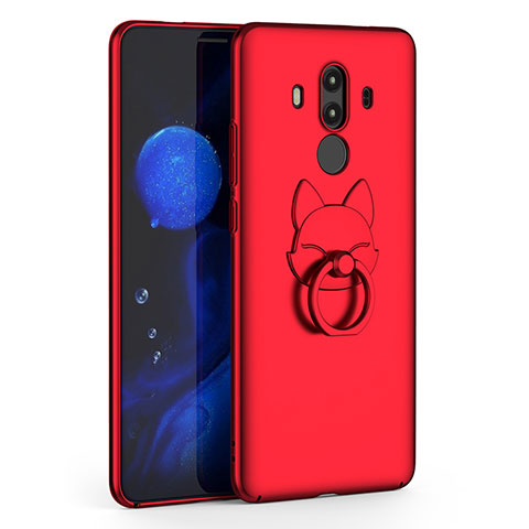 Handyhülle Hülle Kunststoff Schutzhülle Matt mit Fingerring Ständer für Huawei Mate 10 Pro Rot