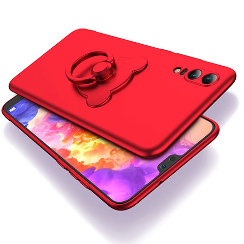 Handyhülle Hülle Kunststoff Schutzhülle Matt mit Fingerring Ständer für Huawei P20 Rot