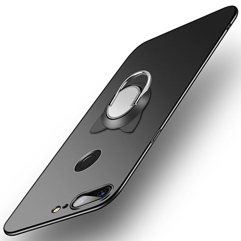 Handyhülle Hülle Kunststoff Schutzhülle Matt mit Fingerring Ständer für OnePlus 5T A5010 Schwarz