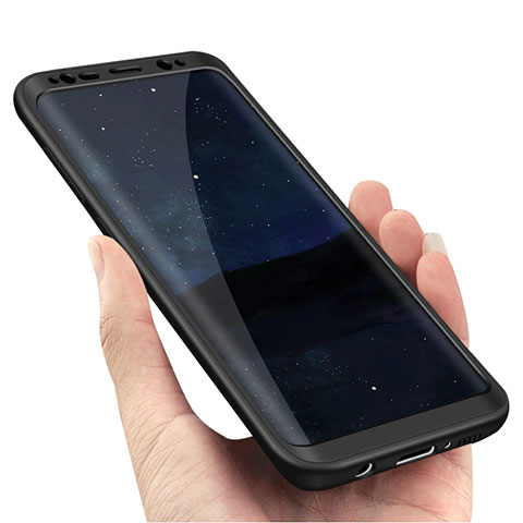 Handyhülle Hülle Kunststoff Schutzhülle Matt Vorder und Rückseite 360 Grad M02 für Samsung Galaxy S8 Schwarz