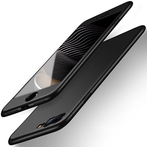 Handyhülle Hülle Kunststoff Schutzhülle Matt Vorder und Rückseite 360 Grad Q01 für Apple iPhone 8 Plus Schwarz