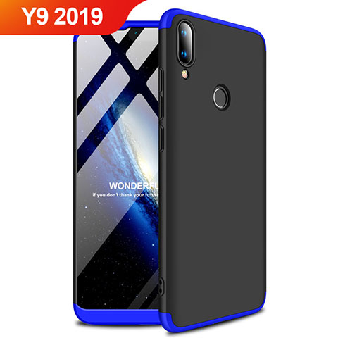 Handyhülle Hülle Kunststoff Schutzhülle Tasche Matt A01 für Huawei Y9 (2019) Blau und Schwarz