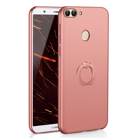 Handyhülle Hülle Kunststoff Schutzhülle Tasche Matt mit Fingerring Ständer A01 für Huawei Enjoy 7S Rosegold