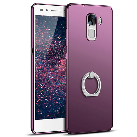 Handyhülle Hülle Kunststoff Schutzhülle Tasche Matt mit Fingerring Ständer A01 für Huawei Honor 7 Violett