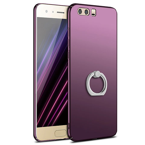 Handyhülle Hülle Kunststoff Schutzhülle Tasche Matt mit Fingerring Ständer A01 für Huawei Honor 9 Premium Violett