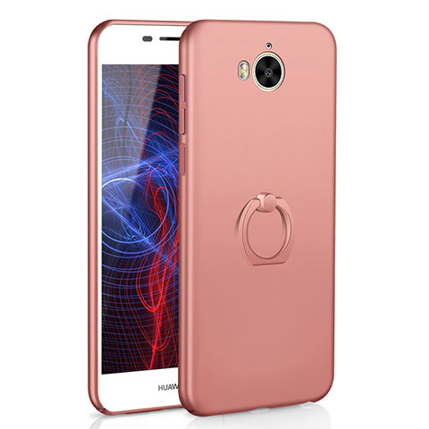 Handyhülle Hülle Kunststoff Schutzhülle Tasche Matt mit Fingerring Ständer A01 für Huawei Honor Play 6 Rosegold