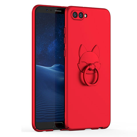 Handyhülle Hülle Kunststoff Schutzhülle Tasche Matt mit Fingerring Ständer A01 für Huawei Honor V10 Rot