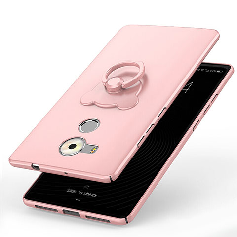 Handyhülle Hülle Kunststoff Schutzhülle Tasche Matt mit Fingerring Ständer A01 für Huawei Mate 8 Rosa