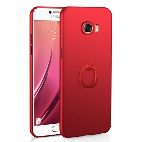 Handyhülle Hülle Kunststoff Schutzhülle Tasche Matt mit Fingerring Ständer A01 für Samsung Galaxy C5 SM-C5000 Rot