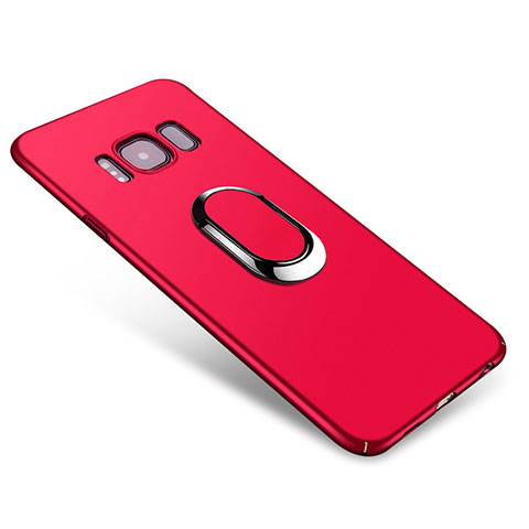 Handyhülle Hülle Kunststoff Schutzhülle Tasche Matt mit Fingerring Ständer A01 für Samsung Galaxy S8 Rot