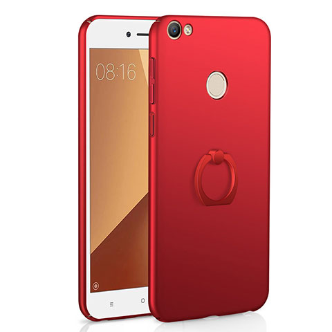 Handyhülle Hülle Kunststoff Schutzhülle Tasche Matt mit Fingerring Ständer A01 für Xiaomi Redmi Note 5A High Edition Rot