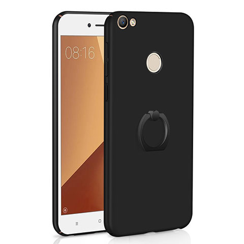 Handyhülle Hülle Kunststoff Schutzhülle Tasche Matt mit Fingerring Ständer A01 für Xiaomi Redmi Note 5A High Edition Schwarz