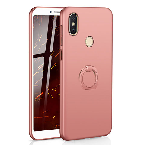 Handyhülle Hülle Kunststoff Schutzhülle Tasche Matt mit Fingerring Ständer A01 für Xiaomi Redmi S2 Rosegold