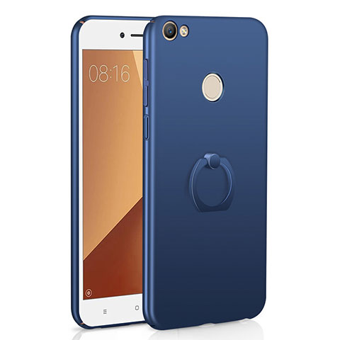 Handyhülle Hülle Kunststoff Schutzhülle Tasche Matt mit Fingerring Ständer A01 für Xiaomi Redmi Y1 Blau