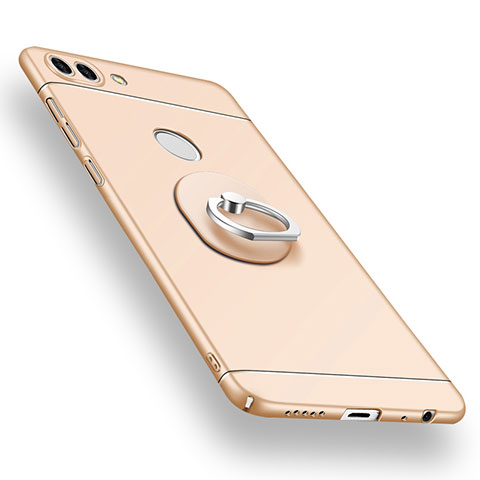 Handyhülle Hülle Kunststoff Schutzhülle Tasche Matt mit Fingerring Ständer A02 für Huawei Enjoy 7S Gold