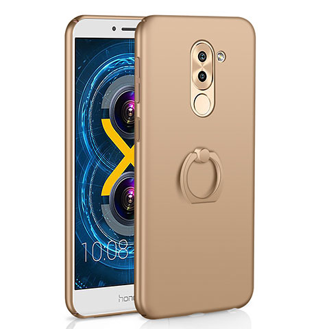 Handyhülle Hülle Kunststoff Schutzhülle Tasche Matt mit Fingerring Ständer A02 für Huawei GR5 (2017) Gold