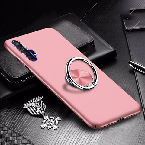 Handyhülle Hülle Kunststoff Schutzhülle Tasche Matt mit Magnetisch Fingerring Ständer A01 für Huawei Honor 20 Pro Rosegold