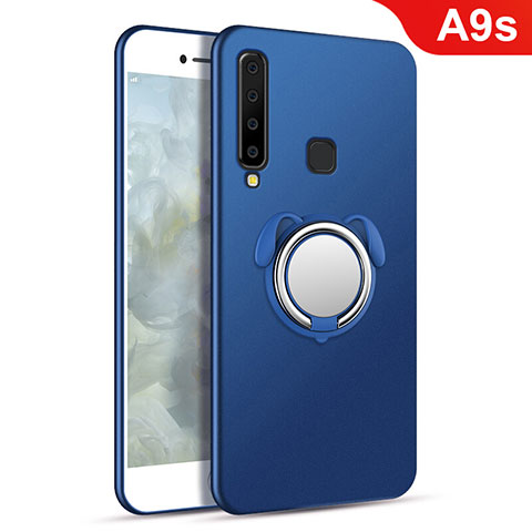 Handyhülle Hülle Kunststoff Schutzhülle Tasche Matt mit Magnetisch Fingerring Ständer A01 für Samsung Galaxy A9s Blau