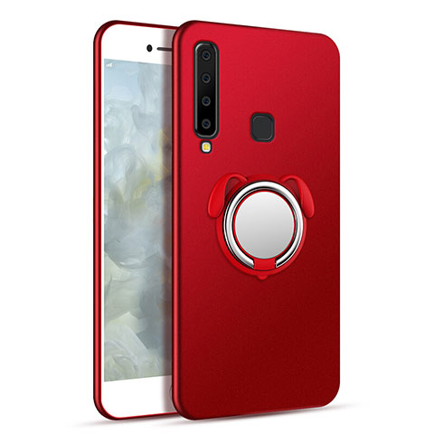 Handyhülle Hülle Kunststoff Schutzhülle Tasche Matt mit Magnetisch Fingerring Ständer A01 für Samsung Galaxy A9s Rot