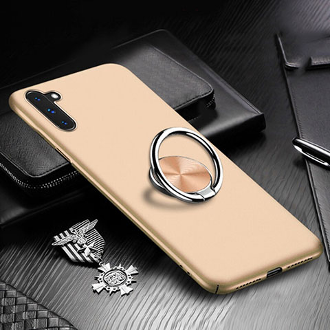 Handyhülle Hülle Kunststoff Schutzhülle Tasche Matt mit Magnetisch Fingerring Ständer A01 für Samsung Galaxy Note 10 5G Gold