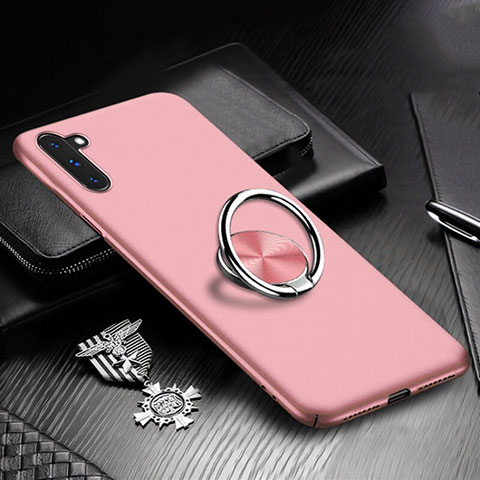 Handyhülle Hülle Kunststoff Schutzhülle Tasche Matt mit Magnetisch Fingerring Ständer A01 für Samsung Galaxy Note 10 5G Rosegold