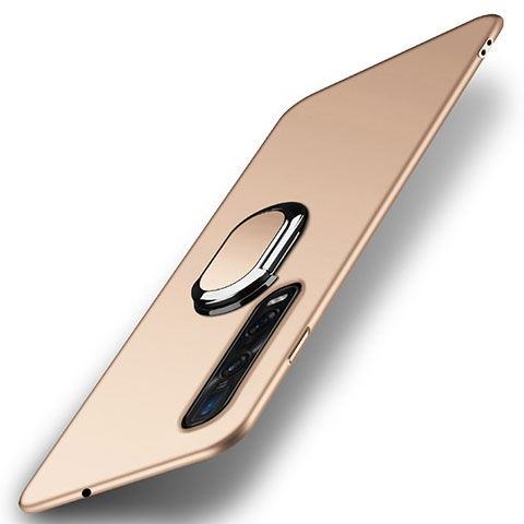 Handyhülle Hülle Kunststoff Schutzhülle Tasche Matt mit Magnetisch Fingerring Ständer A02 für Oppo Find X2 Pro Gold