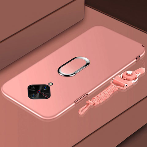 Handyhülle Hülle Kunststoff Schutzhülle Tasche Matt mit Magnetisch Fingerring Ständer A02 für Vivo S1 Pro Rosegold