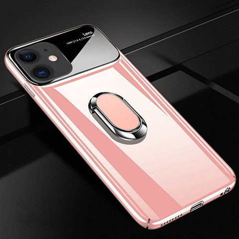 Handyhülle Hülle Kunststoff Schutzhülle Tasche Matt mit Magnetisch Fingerring Ständer P01 für Apple iPhone 11 Rosegold