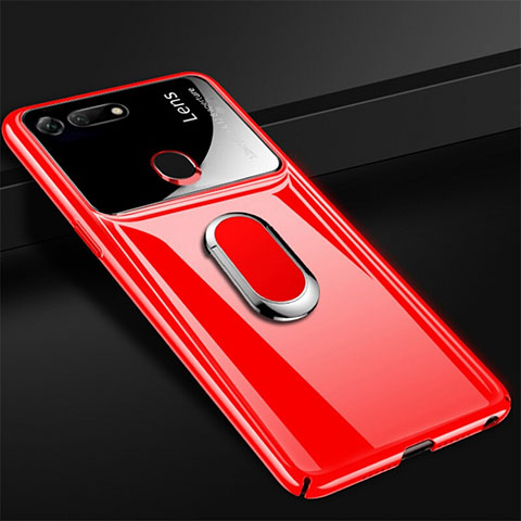 Handyhülle Hülle Kunststoff Schutzhülle Tasche Matt mit Magnetisch Fingerring Ständer P02 für Huawei Honor V20 Rot