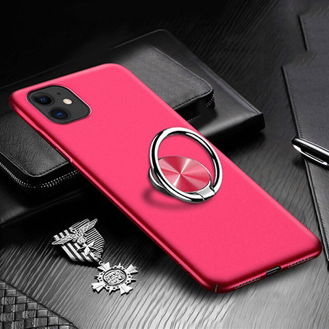 Handyhülle Hülle Kunststoff Schutzhülle Tasche Matt mit Magnetisch Fingerring Ständer P03 für Apple iPhone 11 Rot