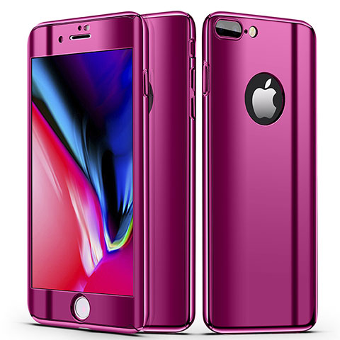 Handyhülle Hülle Kunststoff Schutzhülle Tasche Matt Vorder und Rückseite 360 Grad für Apple iPhone 7 Plus Violett