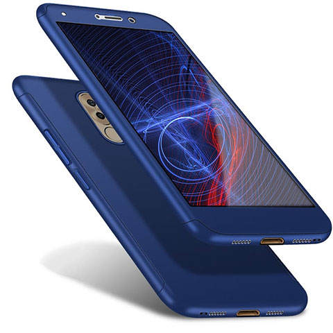 Handyhülle Hülle Kunststoff Schutzhülle Tasche Matt Vorder und Rückseite 360 Grad für Huawei Honor 6X Pro Blau