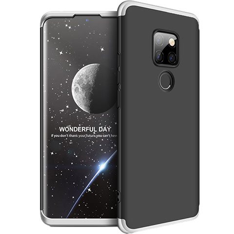 Handyhülle Hülle Kunststoff Schutzhülle Tasche Matt Vorder und Rückseite 360 Grad für Huawei Mate 20 Silber