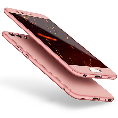 Handyhülle Hülle Kunststoff Schutzhülle Tasche Matt Vorder und Rückseite 360 Grad für Huawei P10 Rosegold