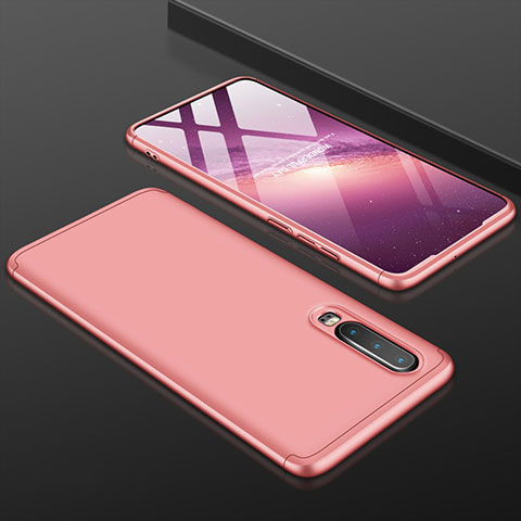 Handyhülle Hülle Kunststoff Schutzhülle Tasche Matt Vorder und Rückseite 360 Grad für Huawei P30 Rosegold