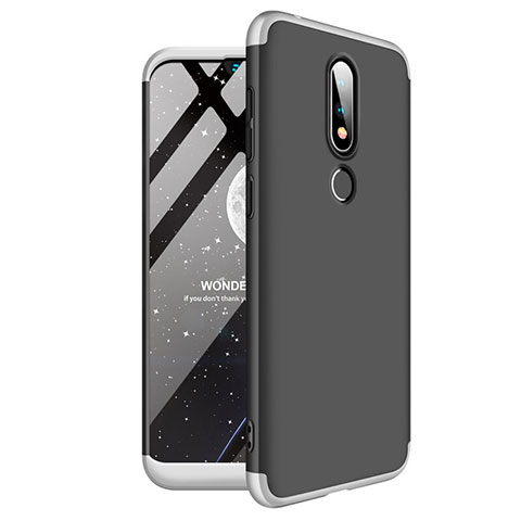 Handyhülle Hülle Kunststoff Schutzhülle Tasche Matt Vorder und Rückseite 360 Grad für Nokia X6 Silber